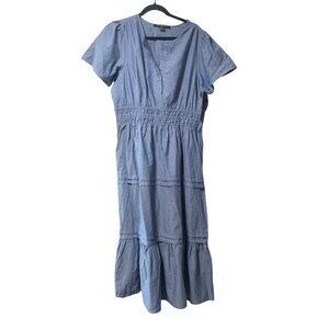 New French Connection Womens Size XL Western Maxi Dress Chambray Tiered Short Pu